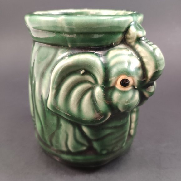 VTG Majolica Elephant Planter Vase 4.5" - Picture 3 of 11
